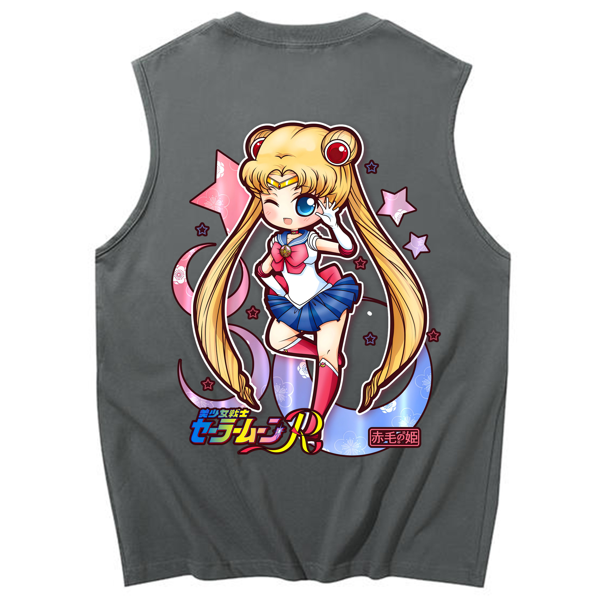 （画像用） 美少女戦士セーラームーン 月野 うさぎ つきの うさぎ Sailor Moon Tsukino Usagi コットン100％タンクトップ（背面プリント）